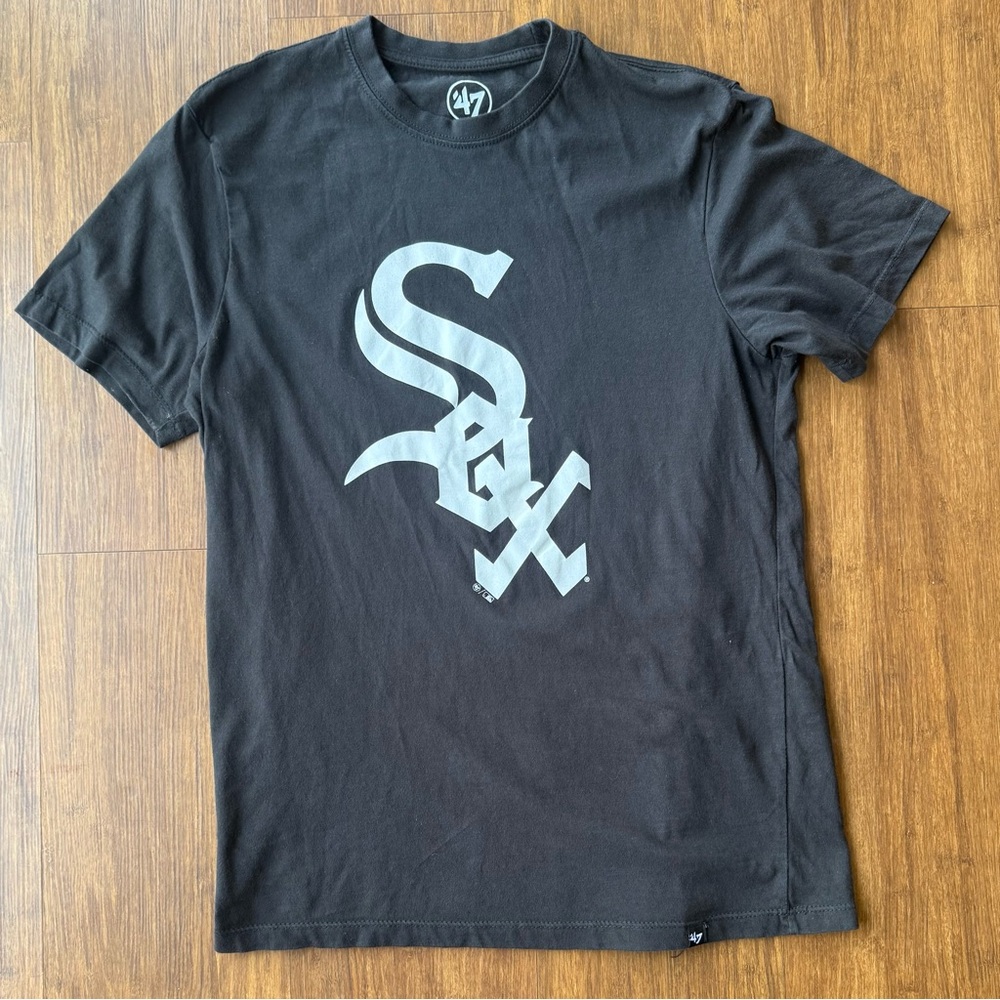 Chicago White Sox T Shirt '47 Brand Mens Small Black Short Sleeve MLB Tee Adult
